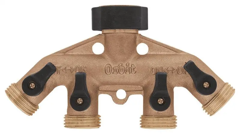 4Port Manifold Brass Hose End 1