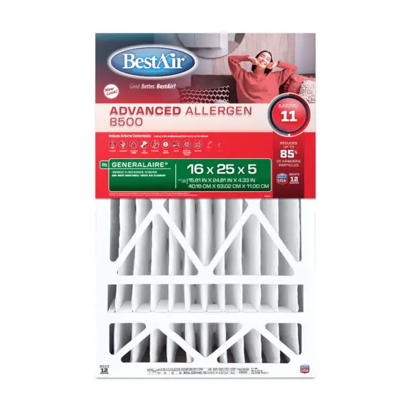 Bestair 16X25x5 Advanced Allergen 8500 Furnace Filters 1