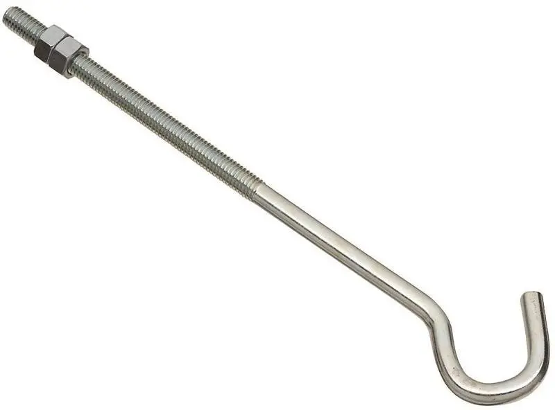 Bolt J-Hook 3-8X10in Zinc 1
