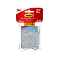Command™ Mini Hooks 17006Clr-Vp, Clear, Small, 18 Hooks/24 Strips/Pack 1