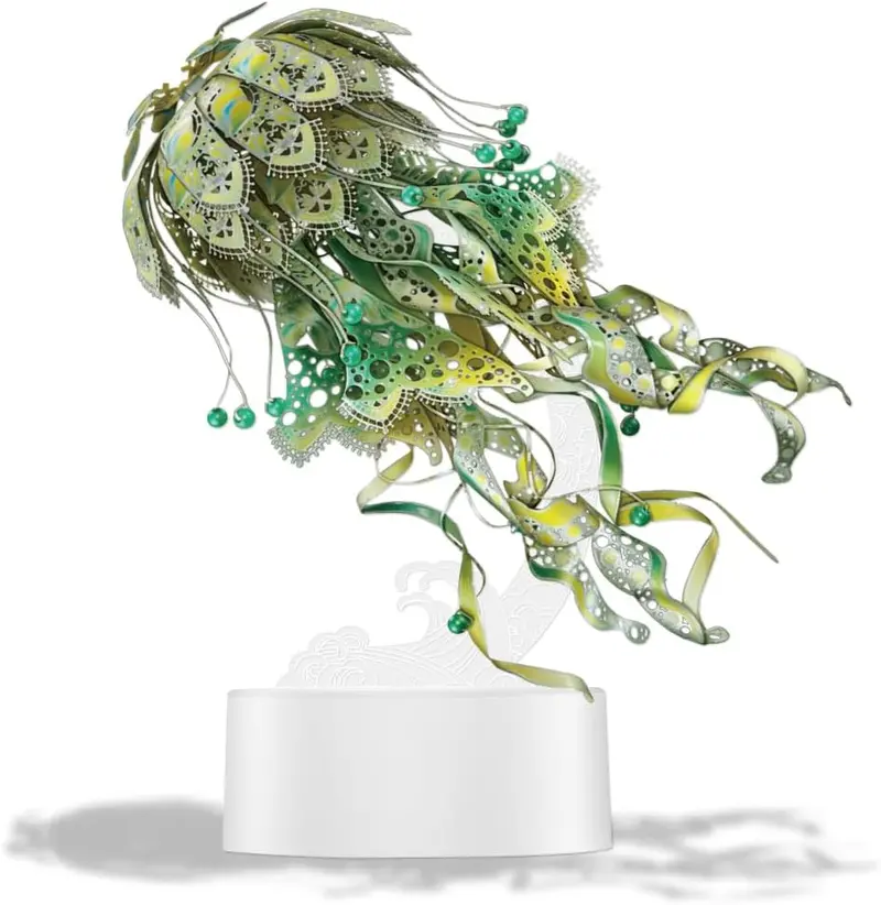 Crystal Green Jelly Fish 3D Metal Model 1