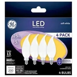 Decorative Led Light Bulbs, Frosted, Candelabra Base, 2.5-Watts, 200 Lumens, 4-Pk. 1