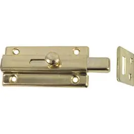 Door Slide Bolt, Brass, 3-In. 1