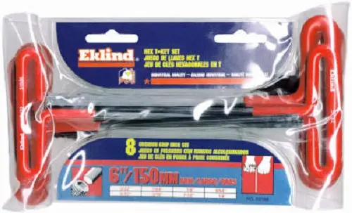 Eklind® 53168 Cushion Grip T-Handle Hex Key Set, 6" Arm, 8-Piece 1