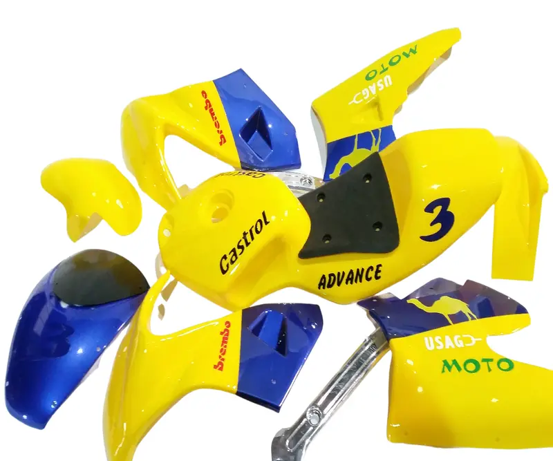 Fmm28 Complete Fairing Plastics Set Seat Screen Yellow / Blue For 49Cc Mini Moto 1
