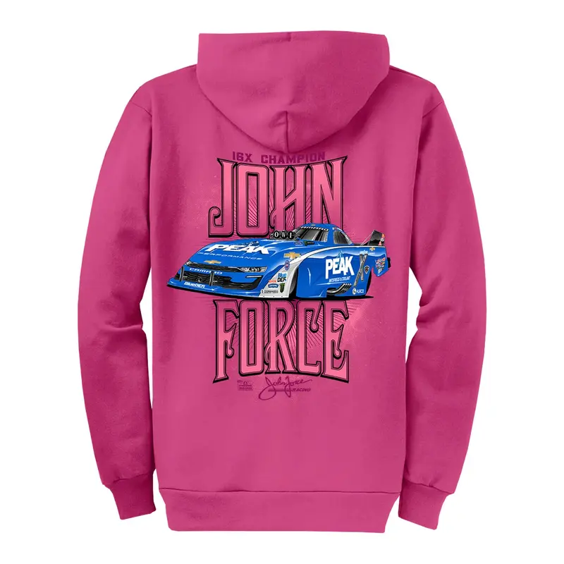 John Force Pink Full Color Zip-Up Sweatshirt 1