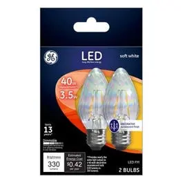 Led Chandelier Light Bulbs, Flame Shape, Clear Soft White, 330 Lumens, 3.5-Watts, 2-Pk. 1