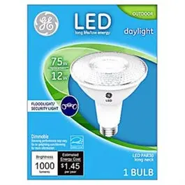 Led Flood/Security Bulb, Par30, Daylight, Long Neck, 1000 Lumens, 12-Watt 1