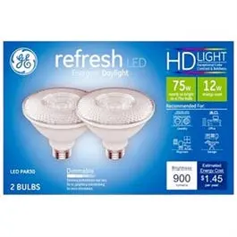 Led Light Bulbs, Daylight, Par 30, Short Neck, Diffused, 12 Watts, Medium Base, 2-Pk 1