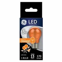 Led Party Light Bulb, A15, Orange, Soft White, 100 Lumens, 3-Watt 1