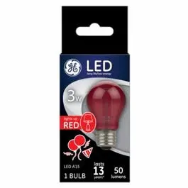 Led Party Light Bulb, A15, Red, Soft White, 100 Lumens, 3-Watt 1