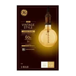 Led Vintage Light Bulb, G40, Warm White, Amber Bulb, 250 Lumens, 5-Watt 1