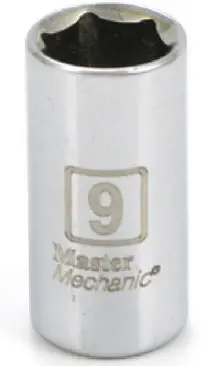 Master Mechanic Metric Shallow Socket, 6-Point, 1/4 In. Drive, 9Mm 1