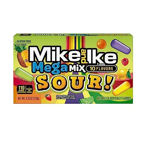 Mike And Ike Candy, Mega Mix Sour, 4.25Oz Theater Box, Pack Of 12 1