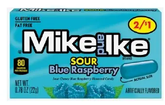 Mike And Ike Sour Blue Raspberry Candy - Pp 2/$1 1