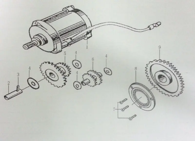 Nu055 Bashan Bs200s-7 Quad Bike Starter Motor Assembly Gear Shaft 1