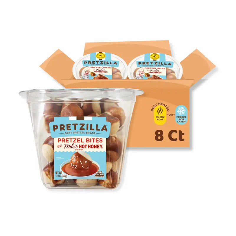 Pretzilla Soft Pretzel Bites Mikes Hot Honey Cup Salted 12.3 Oz (Pack Of 8) 1