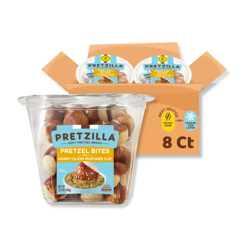 Pretzilla Soft Pretzel Bites With Mustard Cup 12.3 Oz (Pack Of 8) 1