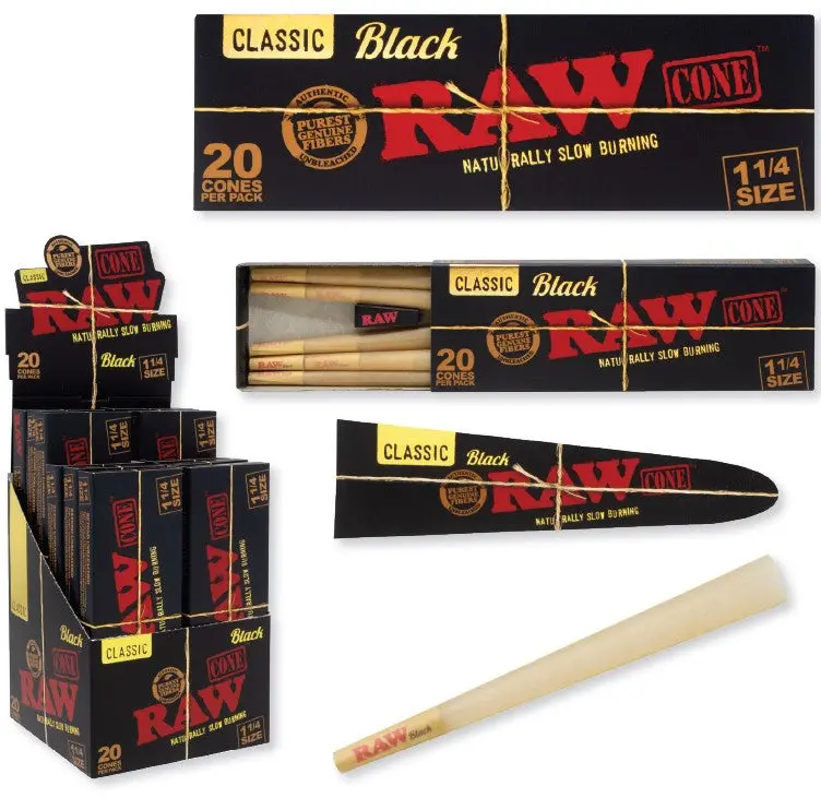 Raw Cones Black 1 1/4 (Pack Of 240) 1