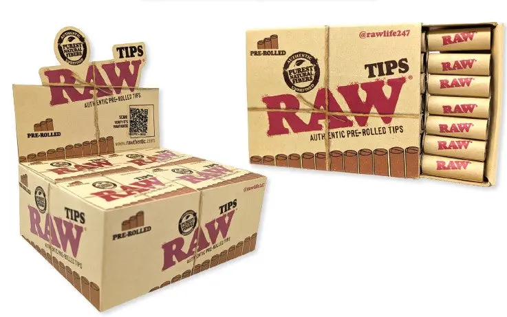 Raw Prerolled Tips Boxes (Pack Of 20) 1