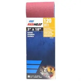 Red Heat Ceramic Sanding Belt, 120-Grit, 3 X 18-In. 1