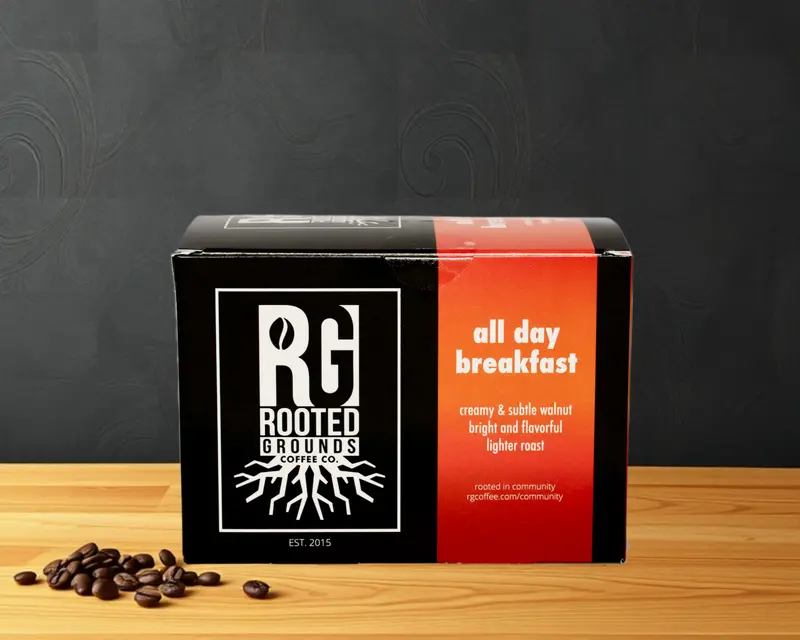 Rooted Grounds All Day Breakfast K-Cup Coffee Pods 12-Count Box 1