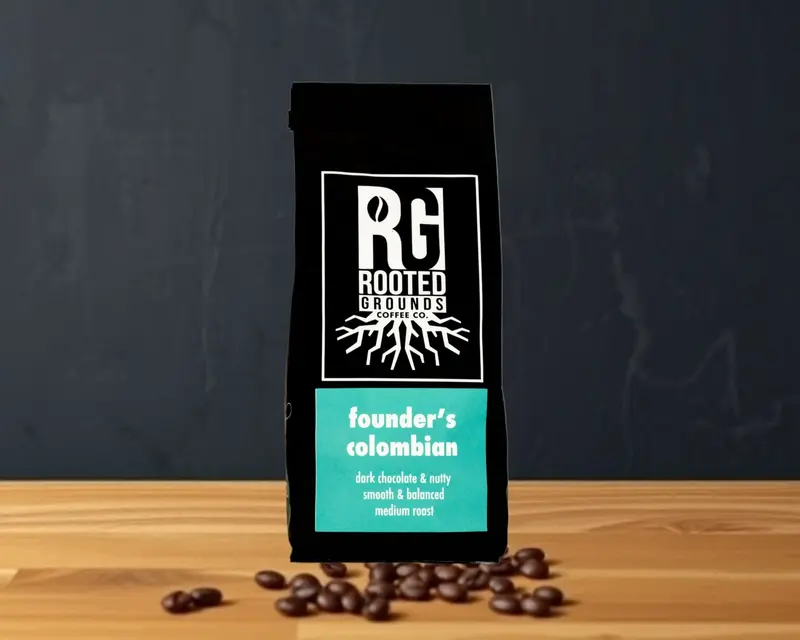 Rooted Grounds Whole Bean Colombian Medium Roast Coffee 1 Lb 12-Count 1