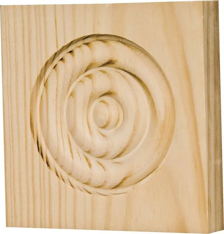 Rosette Block 3.75X3.75In Pine 1