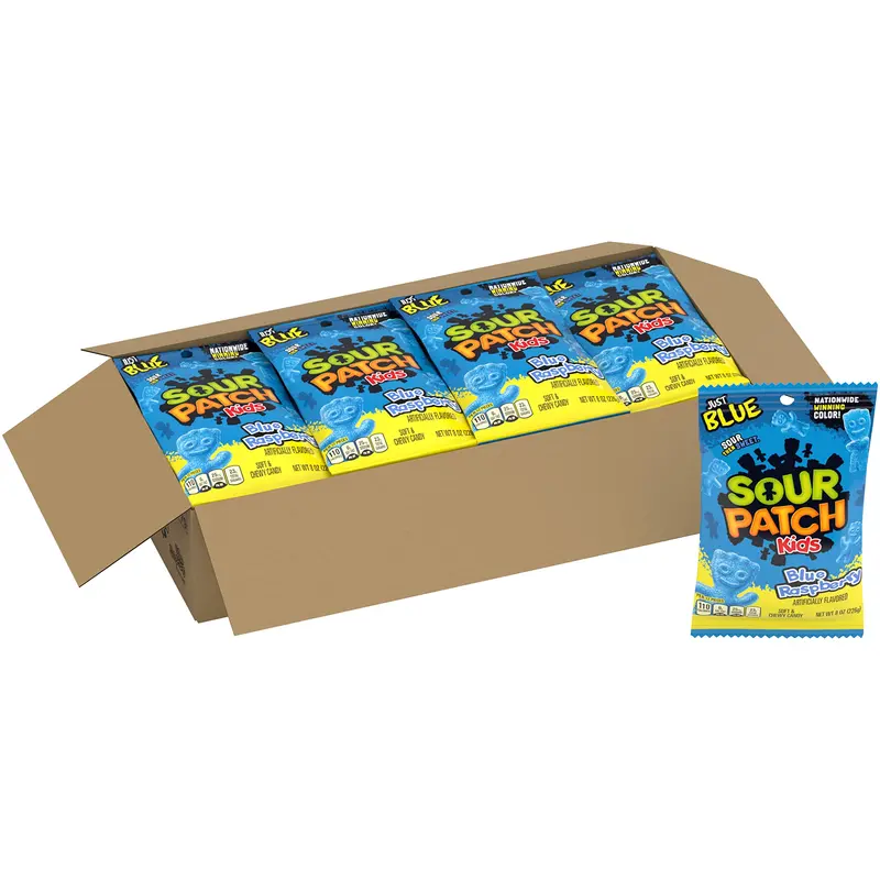Sour Patch Kids Blue Raspberry, Soft & Chewy Candy, 8 Ounce Bags (Pack Of 12) 1