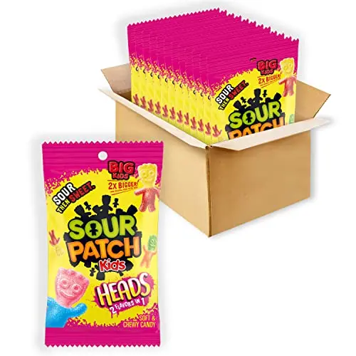 Sour Patch Kids Heads 2 Flavors In 1 Soft & Chewy Candy, 8 Oz Bags (Pack Of 12) 1
