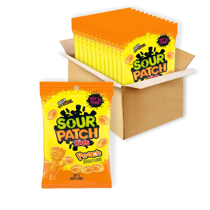 Sour Patch Kids Peach Soft And Chewy Candy 8.07 Oz Bags (Pack Of 12) 1