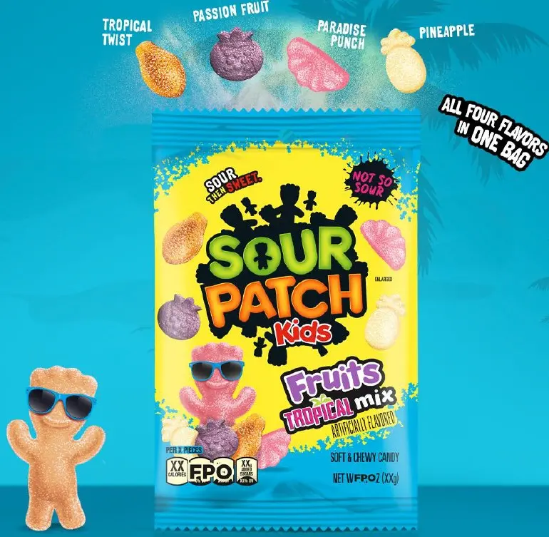 Sour Patch Kids Tropical Fruits Candy Peg Bag 7.28 Oz 1