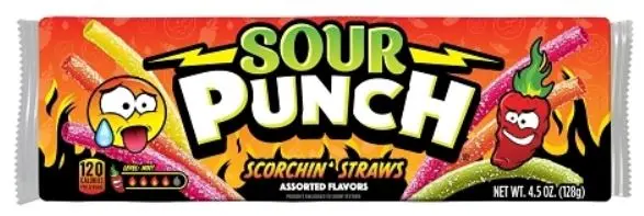 Sour Punch Scorchin Straws Tray 4.5 Boxes 12Ct 1