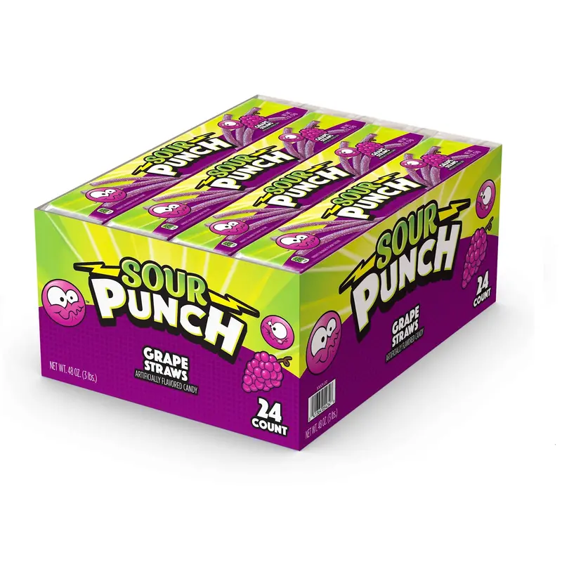 Sour Punch Straws Grape Boxes 2 Oz 24Ct 1
