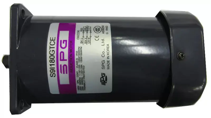 Spg Induction Motor S9i180gtce - 180 W,3 Phase,220V,Lead Wire ,50/60Hz,1500Rpm,Pinion Shaft. 1