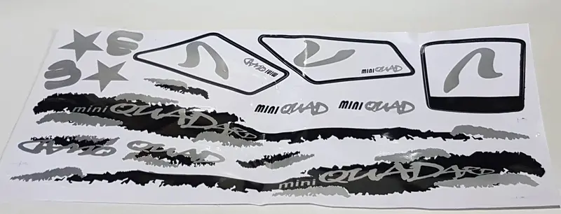 St093 Mini Quad Bike Fairing Stickers Black / Silver 49Cc Mini Quad Bike 1