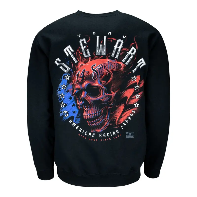 Tony Stewart Americana Smoke Skull Sweatshirt - Black 1