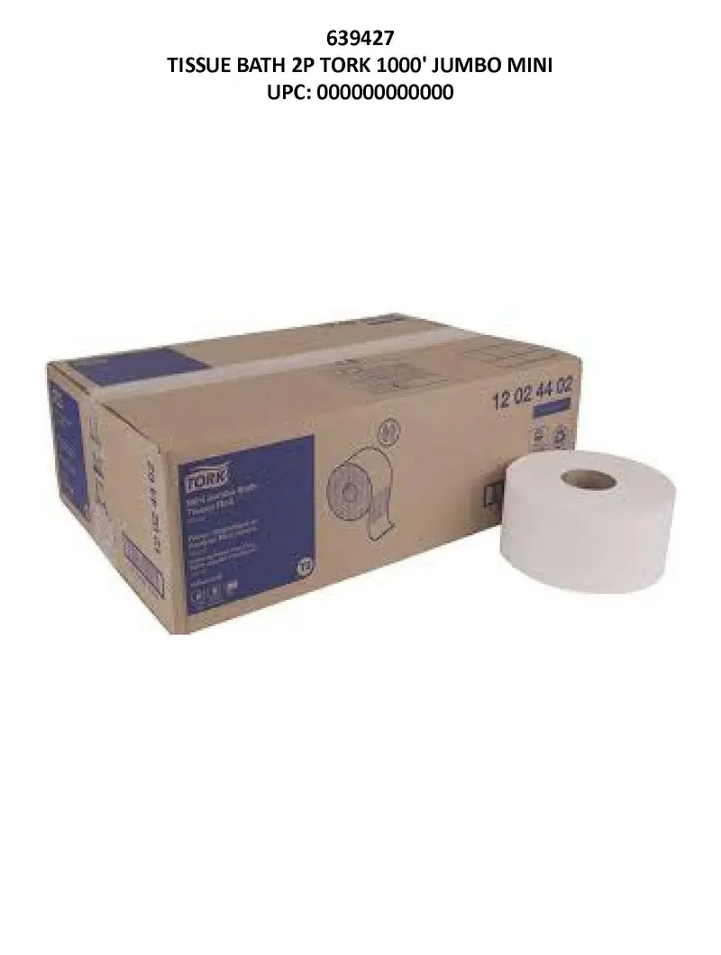 Tork Bath Tissue 2-Ply Jumbo Mini Roll 751 Ft 12Ct 1