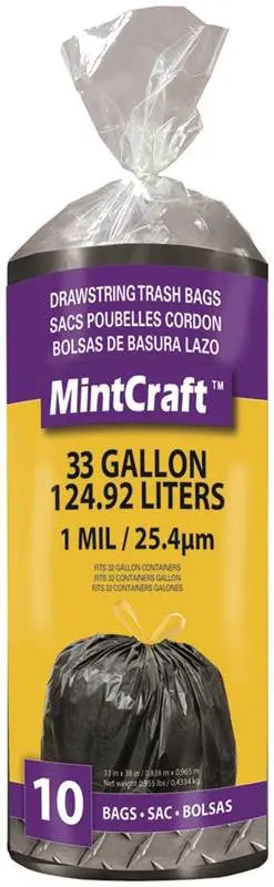 Trash Bag Drawstrng 33Gal 10Ct 1