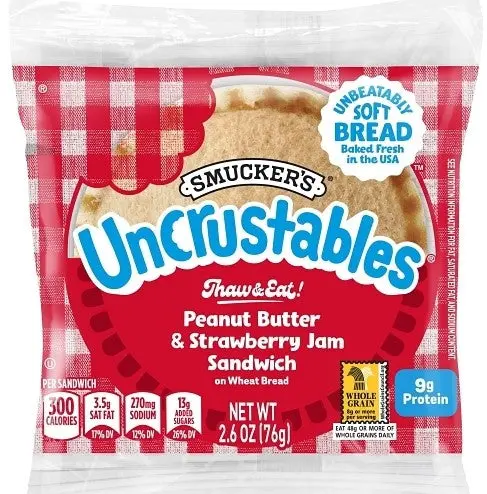 Uncrustables Peanut Butter Strawberry White Bread Boxes 2.6 Oz 08Ct 1