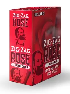 Zig Zag Pre Rolled Cone Rose King Size (Pack Of 12) 1