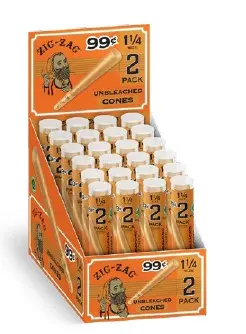 Zig Zag Pre Rolled Cones Unbleached 1 1/4 Oz (Pack Of 24) 1