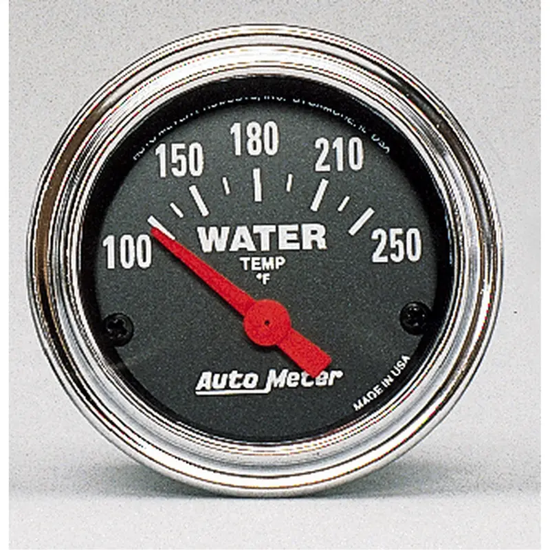 Autometer 2532 Traditional Chrome Water Temperature Gauge – 2-1/16 Inch, Electric, 100–250°F Range 1