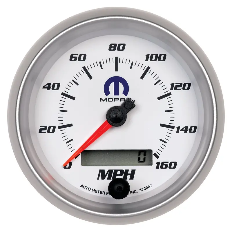 Autometer 880036 Electric Programmable Speedometer – 3-3/8 Inch, 160 Mph, White Face, Mopar-Compatible 1