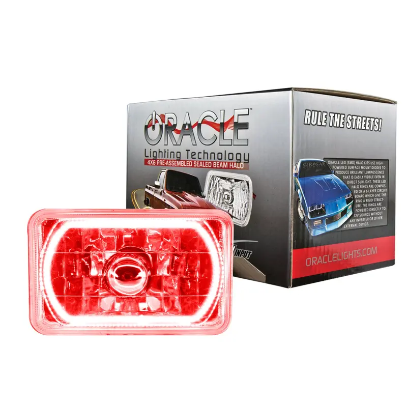 Oracle Lighting 4X6-Inch Red Sealed Beam Headlights – Pre-Wired Assembly 1