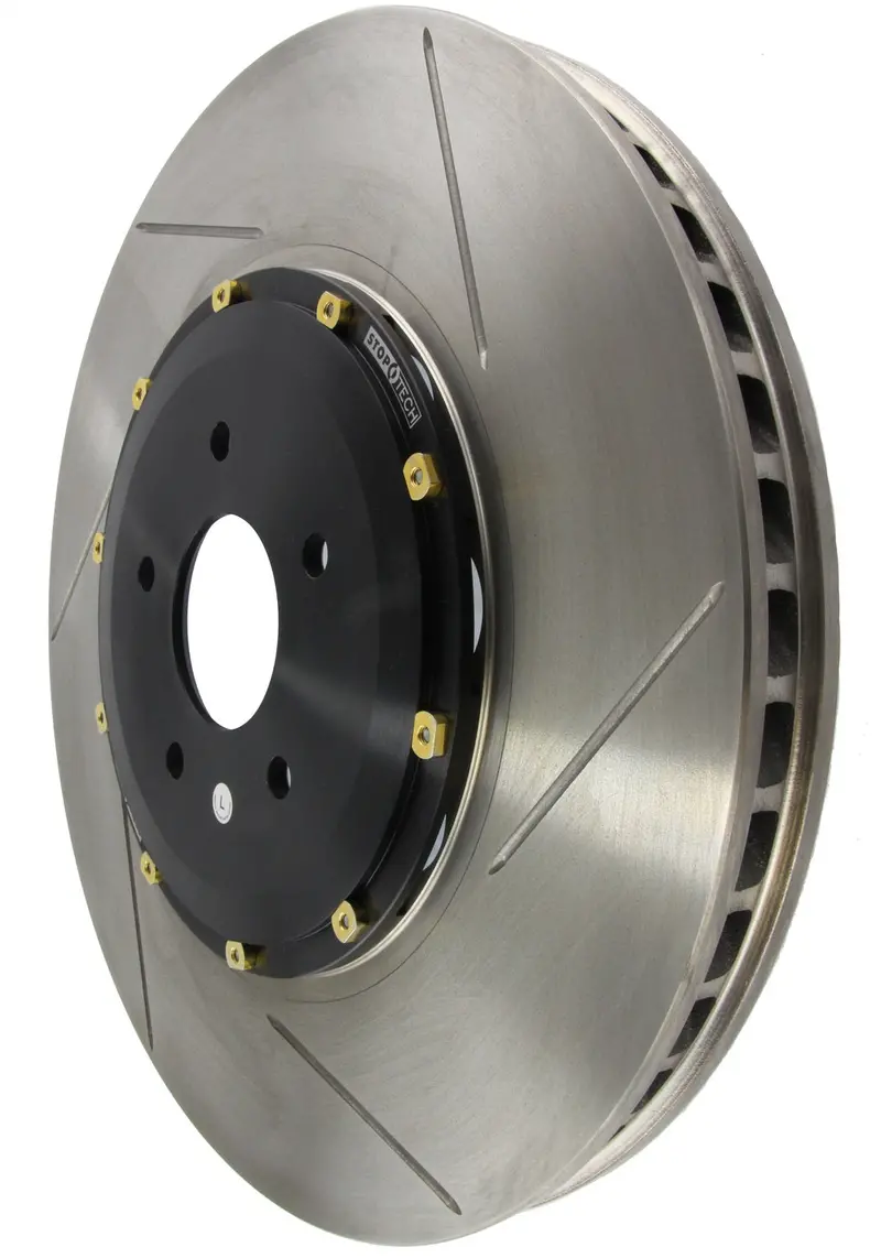Stoptech 129.42123.14 Aerorotor Two-Piece Slotted Rear Right Brake Rotor – Black Hat Design 1