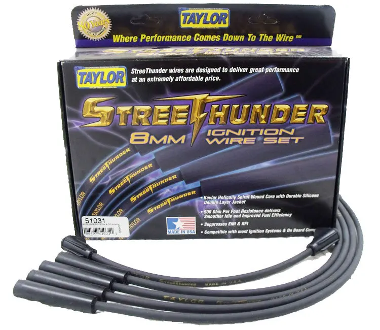 Taylor Cable 51031 Street Thunder 8Mm Ignition Wire Set – High-Performance Silicone Spark Plug Wires 1