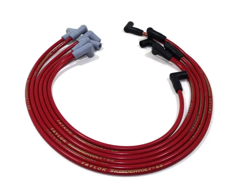 Taylor Cable 84243 Thundervolt 8.2Mm Spiro-Wound Ignition Wire Set – 90° Red Terminals, Custom Fit 1